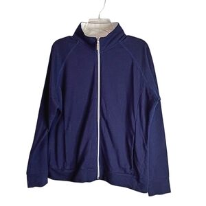 Bermuda Sands Navy Blue / White Zip-Up Jacket - Size Large